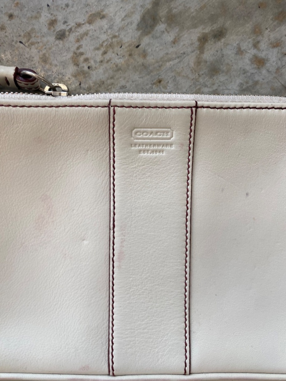 2003 Vintage Coach White Leather Shoulder Bag / Small Tote with Contrast Trim - Picture 4 of 5